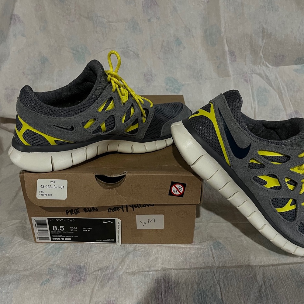 Nike Charcoal and Neon Yellow Athletic Shoes